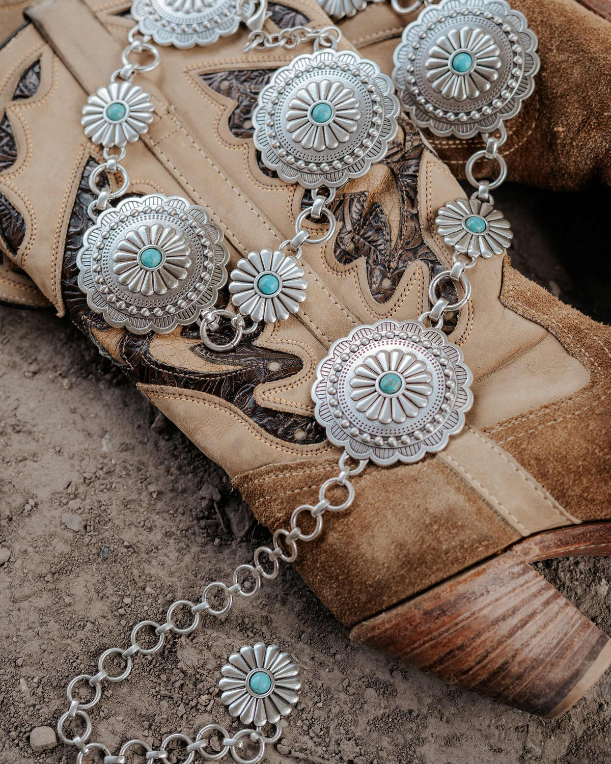Sunshine Bloom Concho Belt — Turquoise