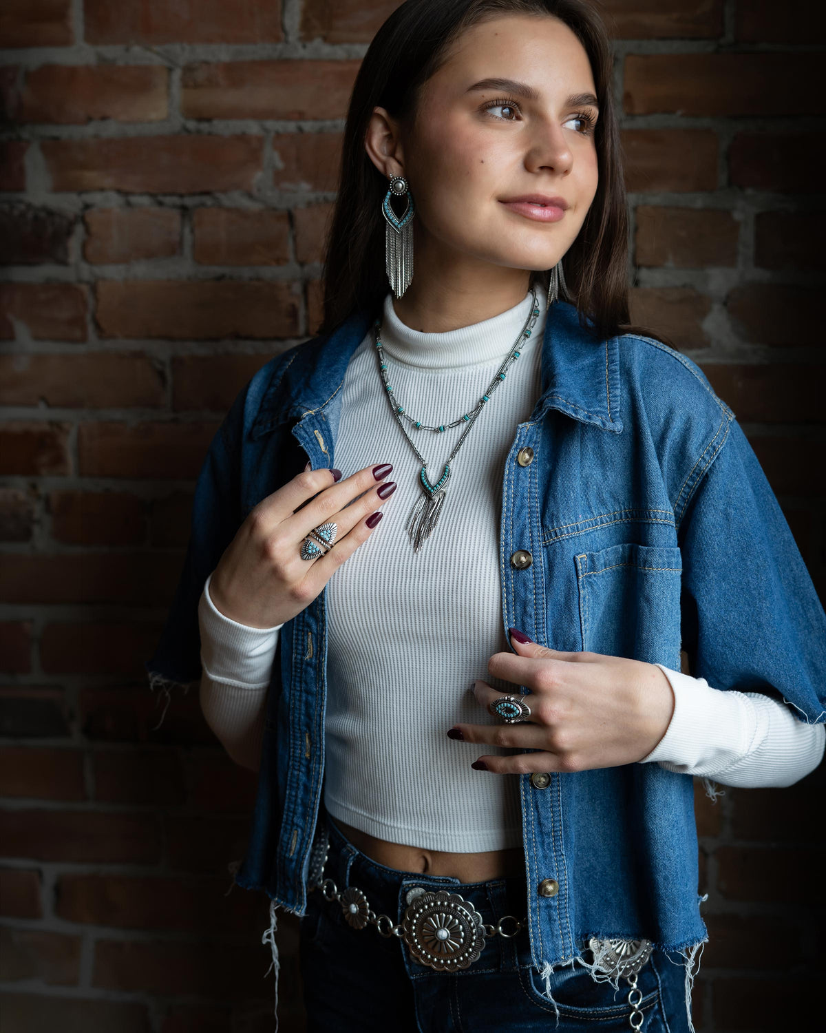 Sunshine Bloom Concho Belt — White