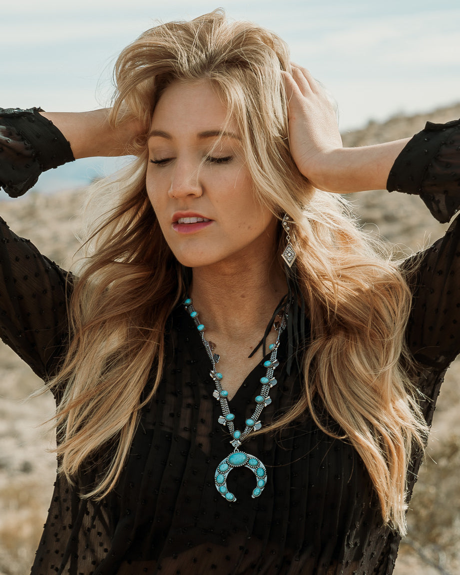 White Turquoise Necklace TOPACC Navajo Pearl Necklace Western